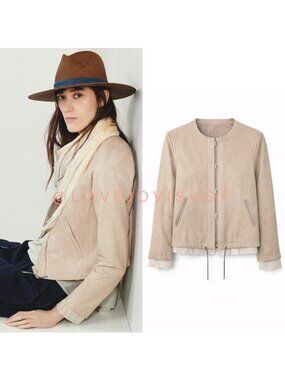 Avant Garde | Pas de Calais Leather and Linen Deconstructed Blush Jacket | Large